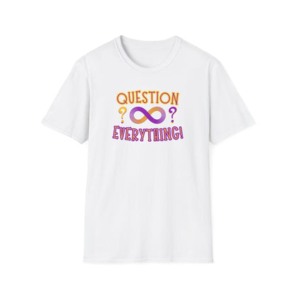 BIZR BAZR - Question Everything? Ifinity Unisex Softstyle T-Shirt, Inspirational Tee, Casual Wear, Gift for Intellectuals, Philosophy Lovers, Everyday Comfort