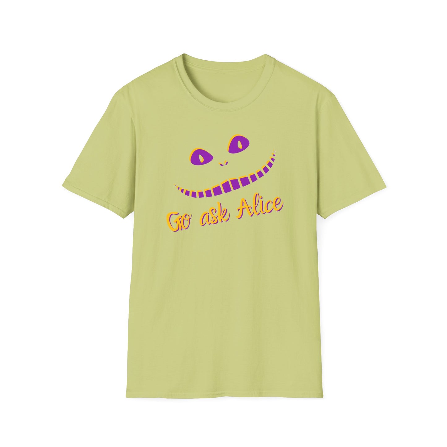 BIZR BAZR - Go Ask Alice Unisex Softstyle T-Shirt, Casual Graphic Tee, Whimsical T-Shirt, Alice in Wonderland Shirt, Gift Idea for Fans, Fun Apparel