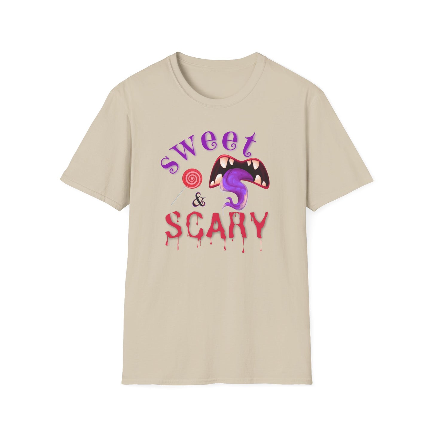 BIZR BAZR - Sweet & Scary Unisex T-Shirt for Halloween, Casual Wear, Spooky Events, Gift for Horror Lovers, Comfortable Graphic Tee